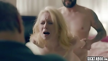 Hot stepdaughter fucked by a client in front of stepdad