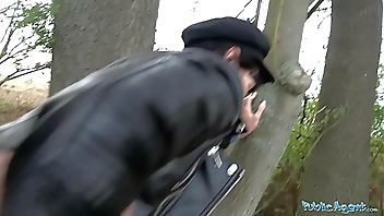 Public Agent Mouthful of cum and fuck for sexy brunette babe Sasha Colibri