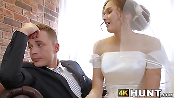 Beautiful bride fucks stranger while hubby cuckolds