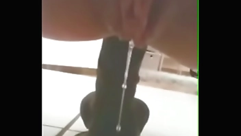 Black dildo vibration in the ass make pussy drool