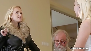 Blonde lesbians lick pussy in front of s.