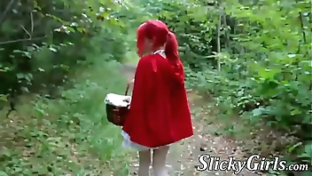 French redhead eating cum before cosplay doggystyle