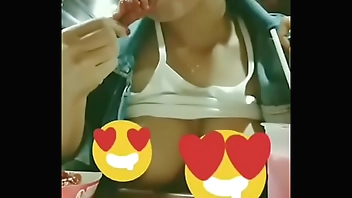 Siskaeee Flashing in restaurants