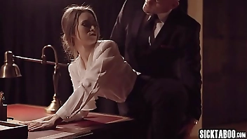 Perverted secretary fucked by a bad boss with his cock