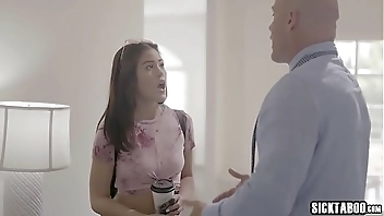 Asian stepdaughter teen having a little wet accident