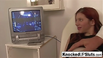 Knocked up redhead sucks and fucks in the doctor's office