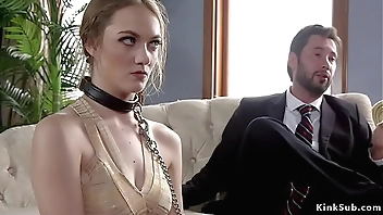 Brunette slut made watching bdsm anal sex