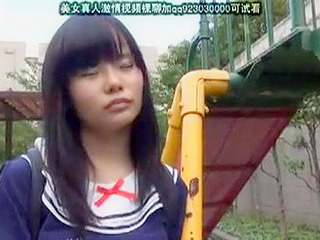 Sexy Nippon schoolgirl sucking big dick after luring by pervy stranger with sweet ice cream