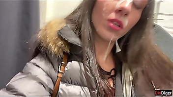 I came on girl’s face in locker room and she went for a walk with cum on her face in shopping center Cumwalk