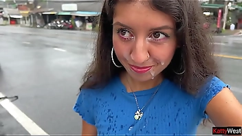 I'm lost a game and went for a walk outside with cum on my face - Cumwalk