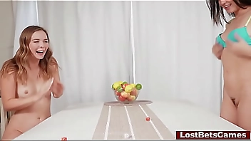 After winning a strip game, she was tied to the bed and made to cum