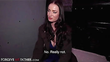 Cheating big tits babe in stockings picked up and fucked in van by stranger