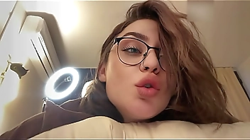 Hot brunette with glasses and big ass gets a luscious facial