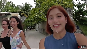 Group sex - 3 girls and 1 lucky guy, fucked in turns and cum on face - Cumwalk