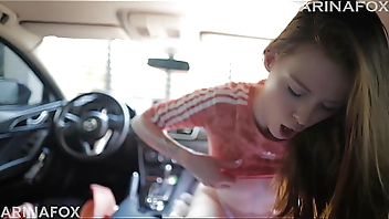 Stepfather Fucked Stepsister in Stepmom's Car POV