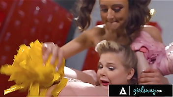 GIRLSWAY - Petite Squirter Coco Lovelock's Pussy Is Destroyed By Her Rival Eliza Ibarra's Pom Poms