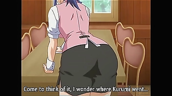 I touch the waitress's ass and she sucks me off behind the bar - Hentai [Subtitled]